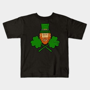 Evil Leprechaun Four Leaf Clover Kids T-Shirt